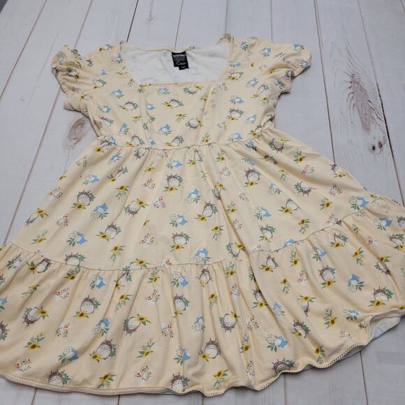 Her Universe Totoro studio ghibli mini dress peasant yellow floral - Picture 1 of 9